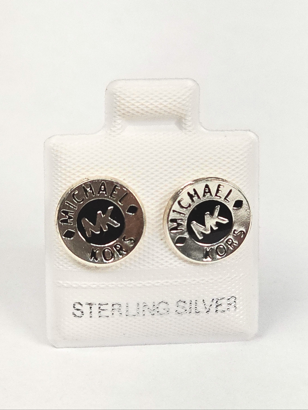 MK Inspired Round Stud Earrings 925 Sterling Silver 10.5mm